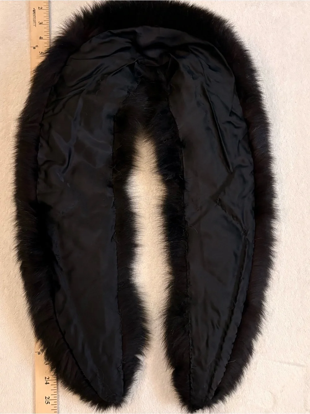 Black Luxurious Fox Fur Wrap Collar — 48 inches long